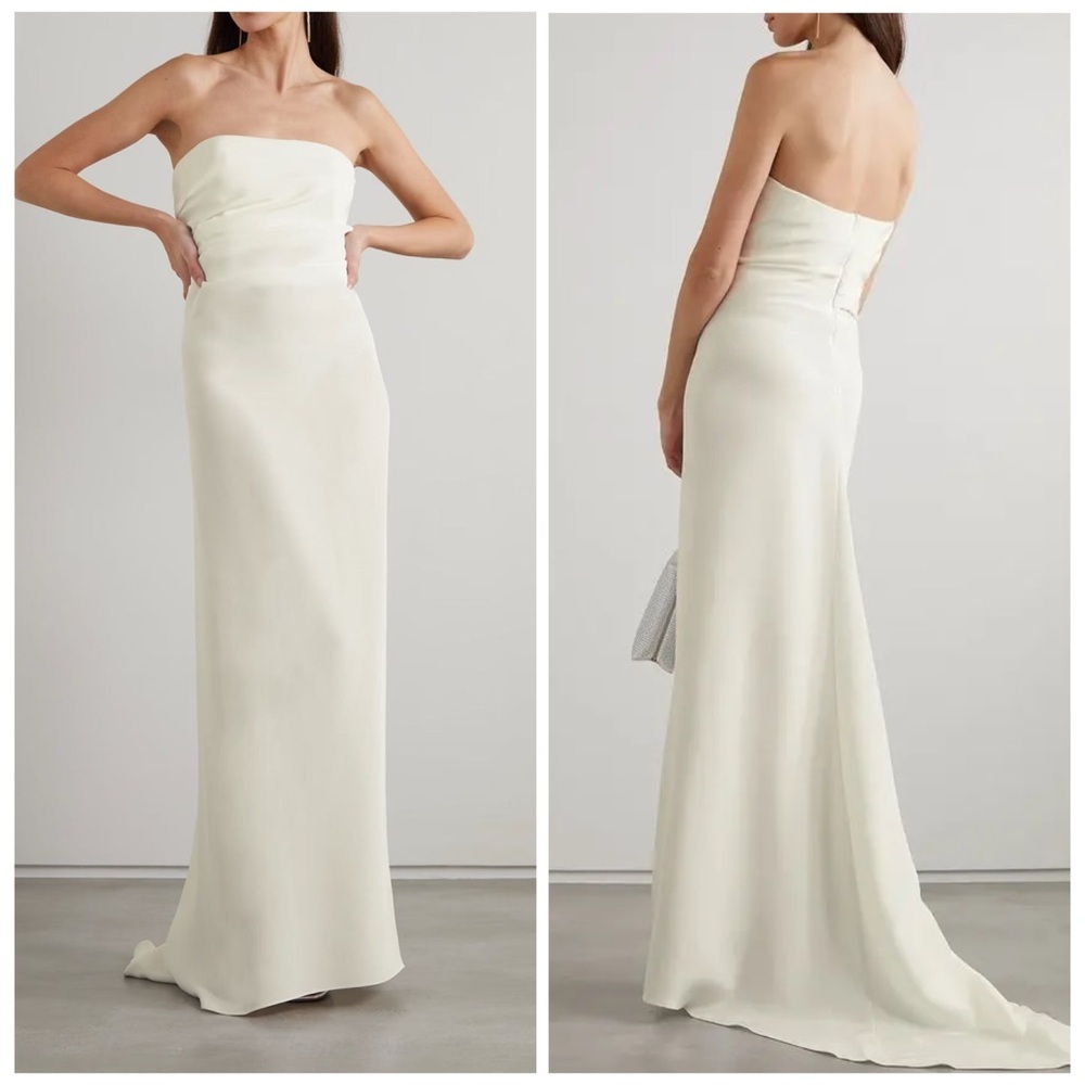Christopher Esber White Maxi Dress Silk Strapless 6 Bridal Wedding Bride NWT ๐ก - Picture 3 of 13